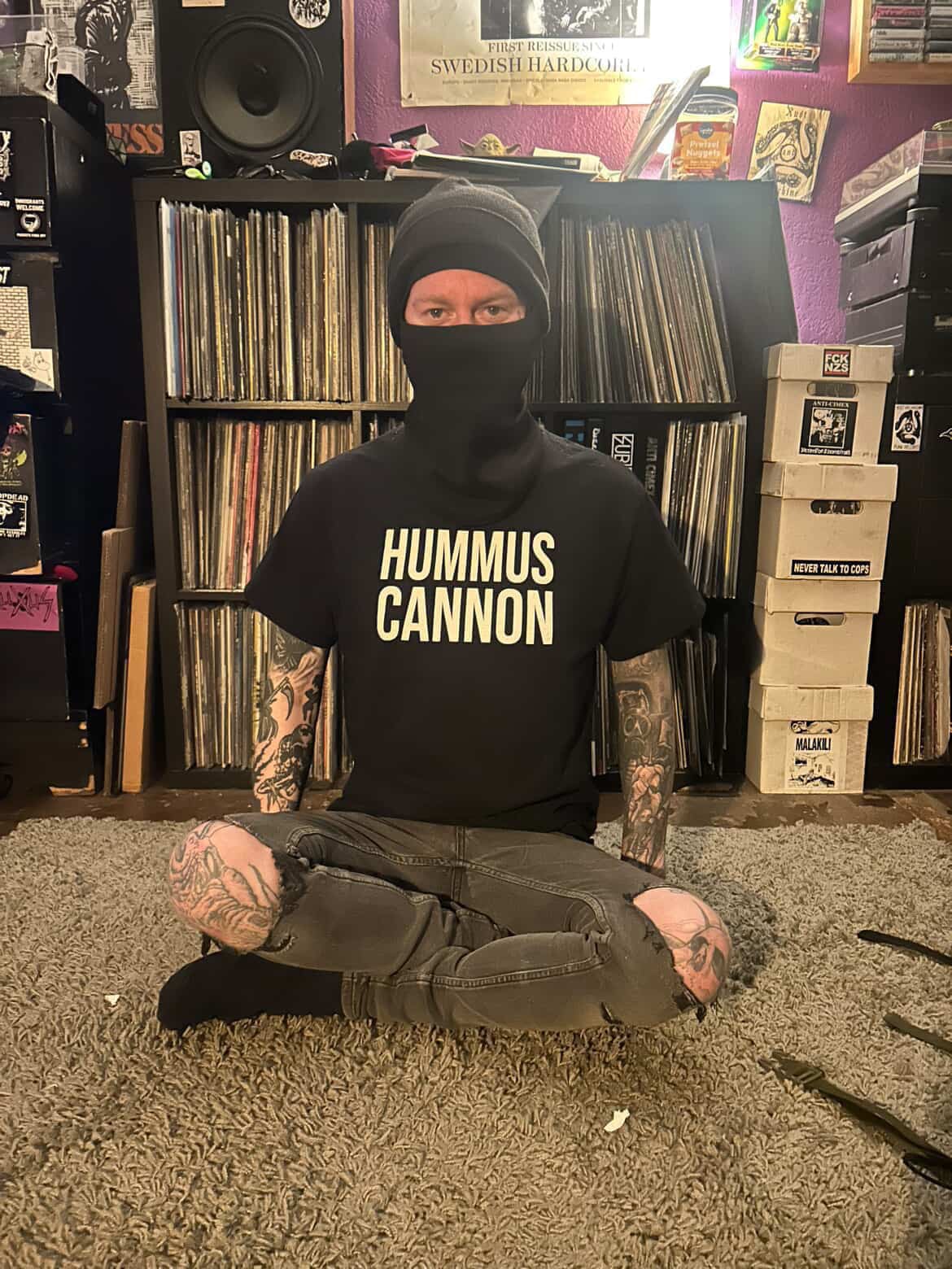The Hummus Cannon tee, front print